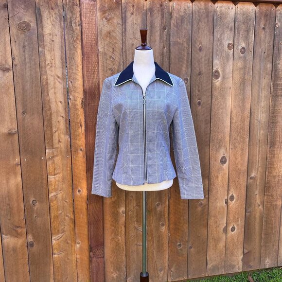 Vintage 1990s Y2K Houndstooth Jacket Black White Lime womens size S - Picture 2 of 10